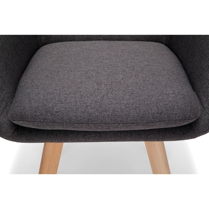 Set of 2 Tufted Fabric Mid-Century Modern Accent Chair with Arms Dining Chair Solid Beechwood Legs Dark Gray - OFM