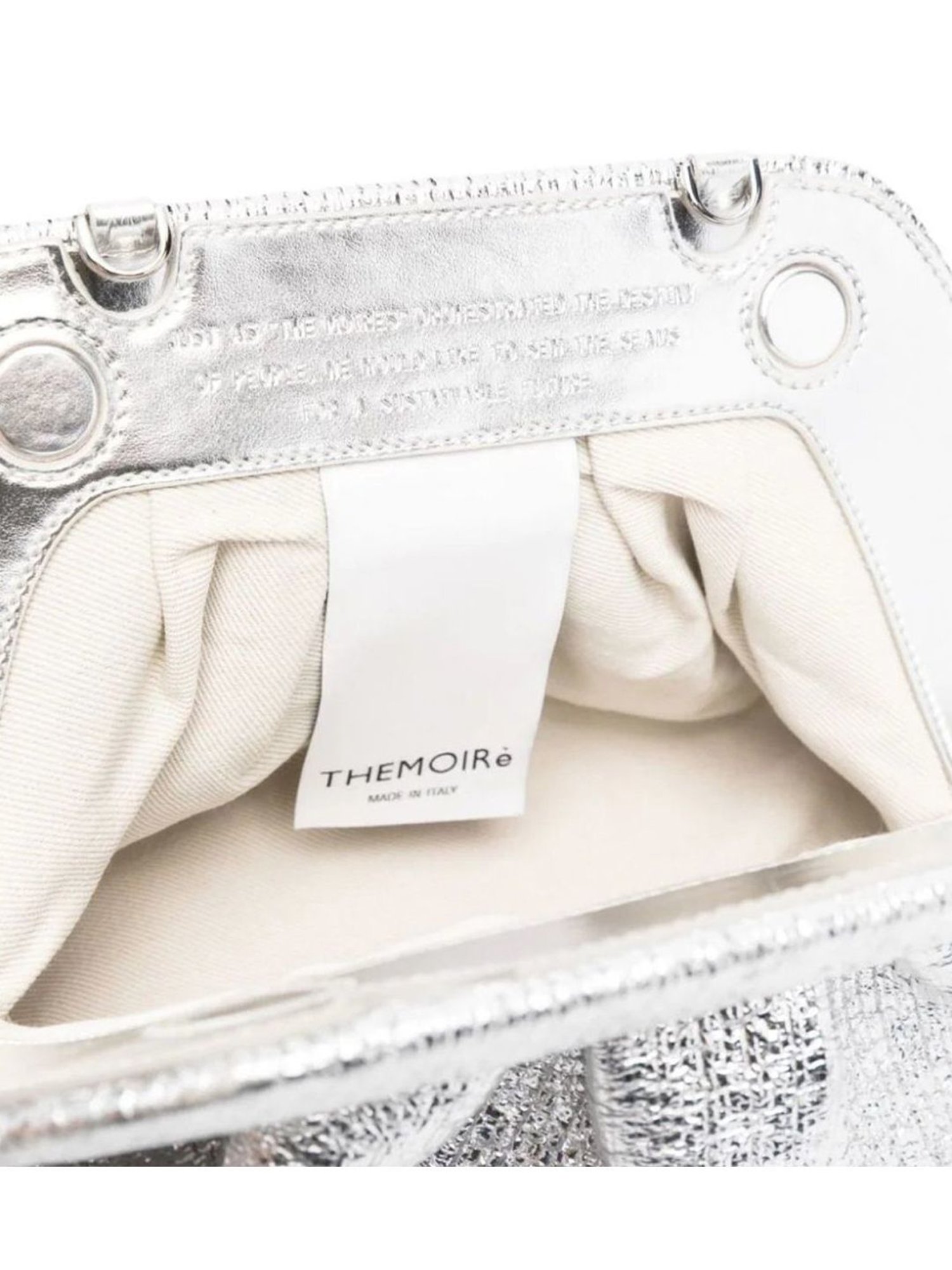 Themoire Silver Tia Crumpled Laminated Clutch