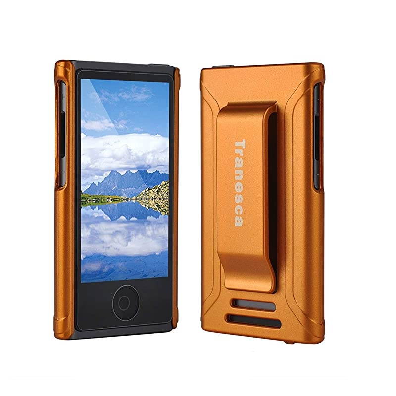 iPod Nano 7 case iPod Nano 7th amp 8th Generation Rubber Cover Shell case with Belt Clip and Premium Tempered Glass Screen Protector Sunset Orange