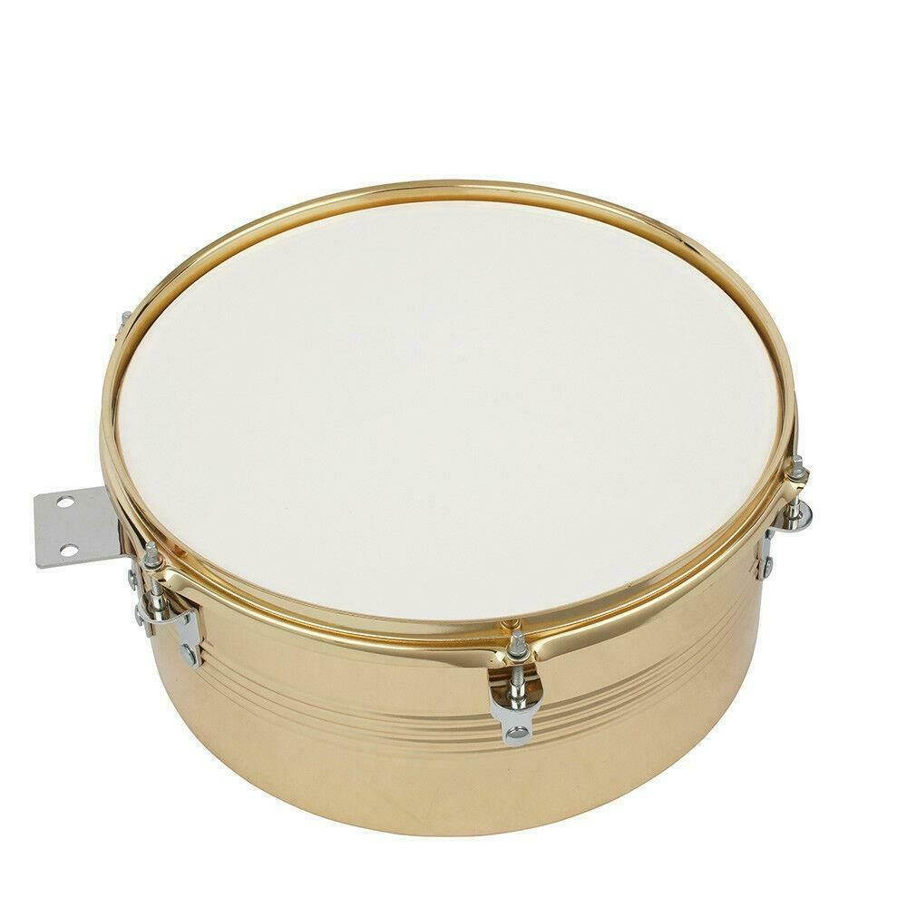 Percussion 13"  14" Timbales Drum Sets Cowbell Holder Stand Drum Sticks Golden