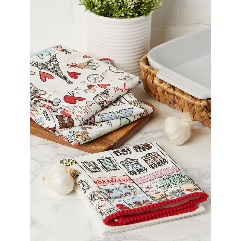 4pk Cotton Paris Springtime Dishtowel Set - Design Imports