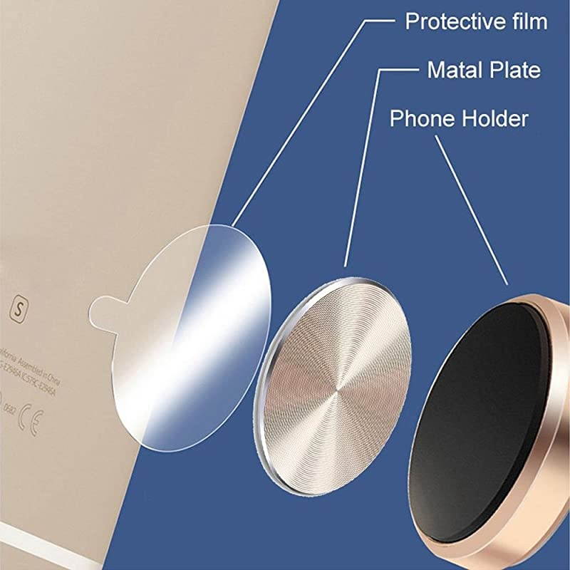 Adhesive Metal Plate Mounting Kits Stickers Discs Magnetic Patch Compatible with Air Vent Magnetic Car/Vehicle Mount Holder Especially for iPhone 6S 7 7plus (4pack-Black)