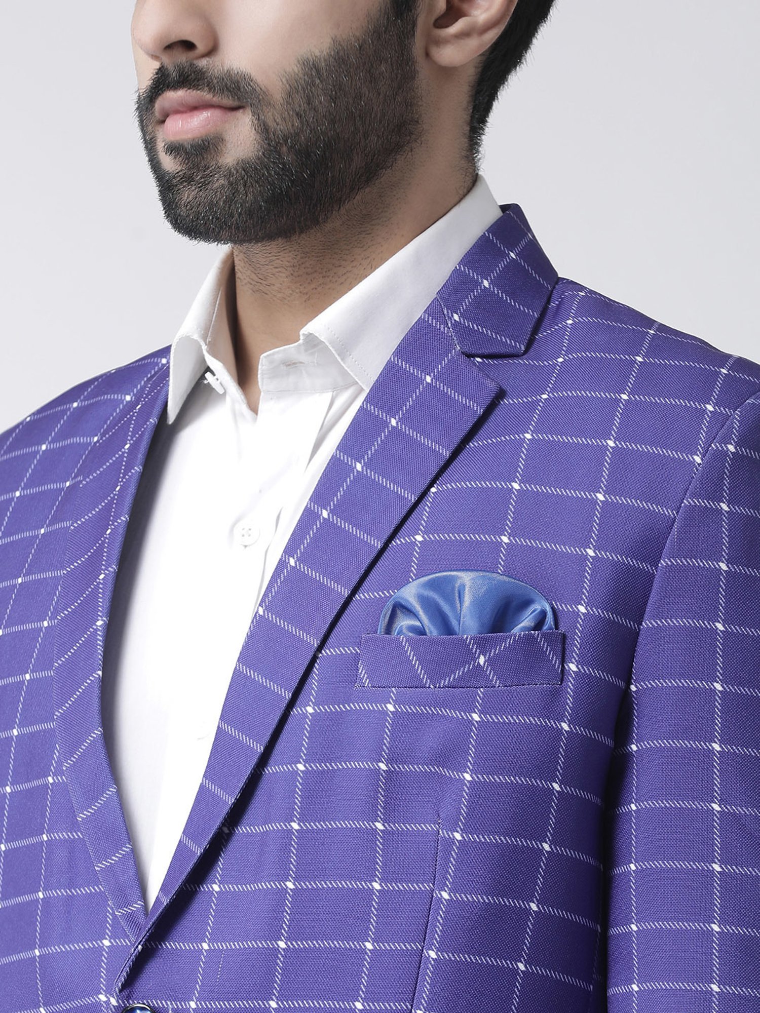 Hangup Plus Purple Regular Fit Check Blazer