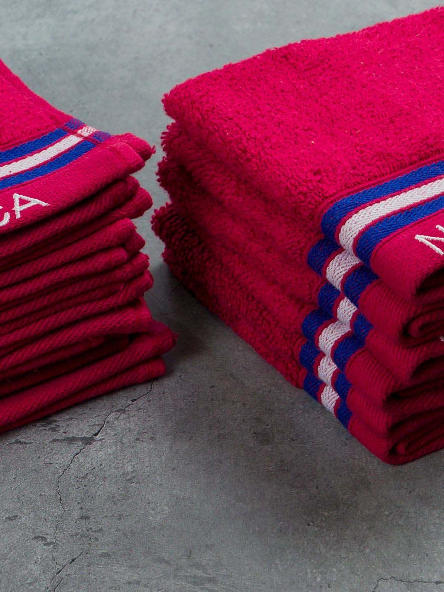 Nautica Vintage Crew Stripe Burgundy Cotton 500 GSM Super Soft Zero Twist Face Towel - Set of 12