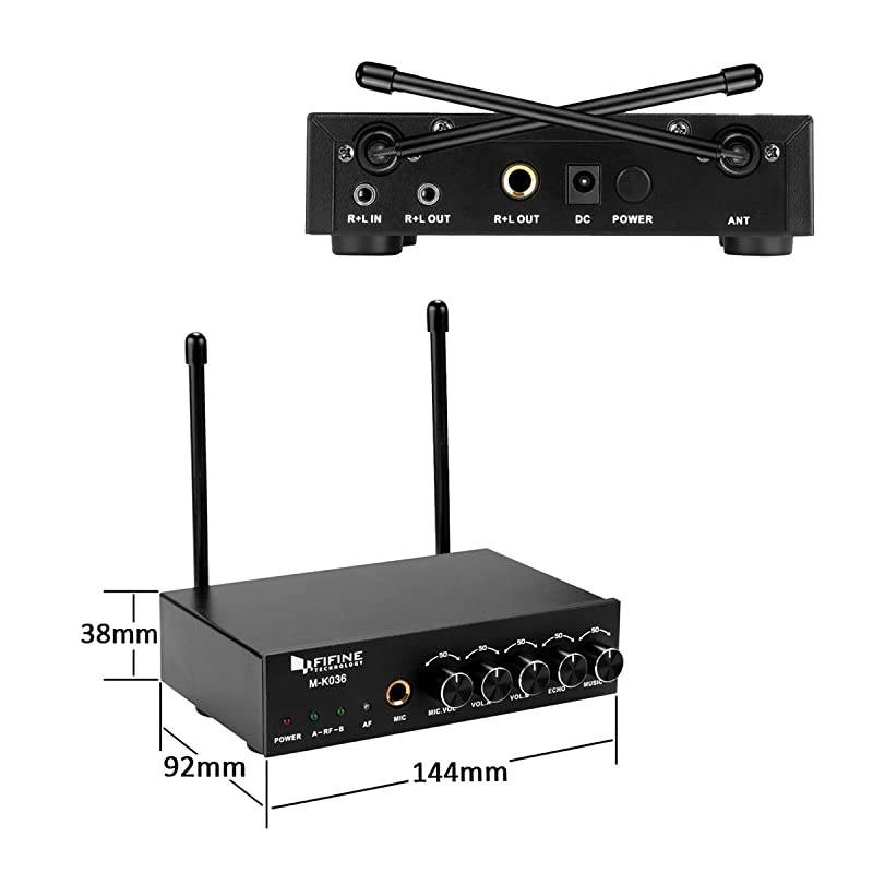UHF Dual Channel Wireless Handheld Microphone, Easy-to-use Karaoke Wireless Microphone System-K036