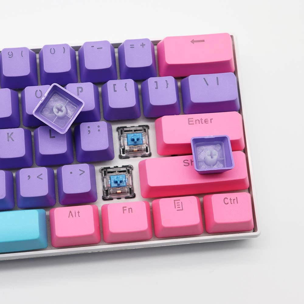 CUUWE 61 PBT Keycaps for 60 Percent Keyboard, Backlit Keycap Set for Mechanical Gaming Keyboard OEM Profile Keycaps with Key Puller for Cherry MX Switches GH60/RK61/GK61/Annie pro 2