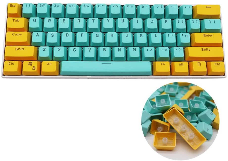 CUUWE 61 PBT Keycaps for 60 Percent Keyboard, Backlit Keycap Set for Mechanical Gaming Keyboard OEM Profile Keycaps with Key Puller for Cherry MX Switches GH60/RK61/GK61/Annie pro 2