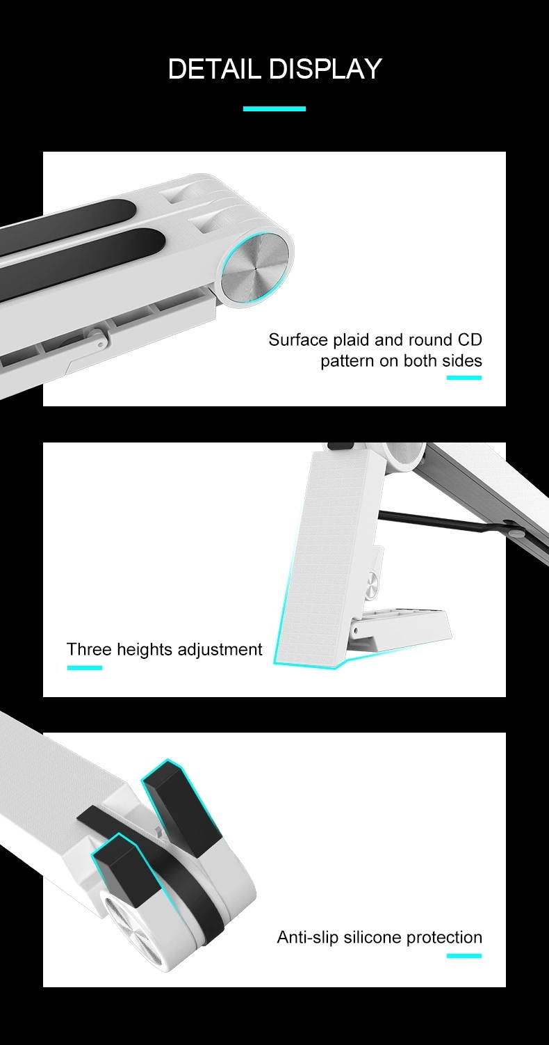 Laptop Stand Cooling Stand Lightweight Plastic Portable Lapto Stand Foldable Portable Tablet Stand (Black)