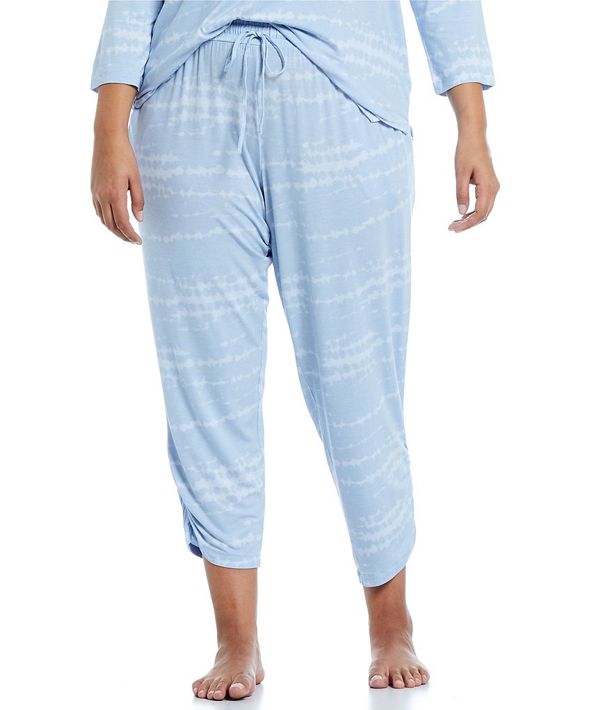 VAN WINKLE & CO. Plus Size Tie-Dye Print Ankle Length Jersey Knit Coordinating Sleep Pants