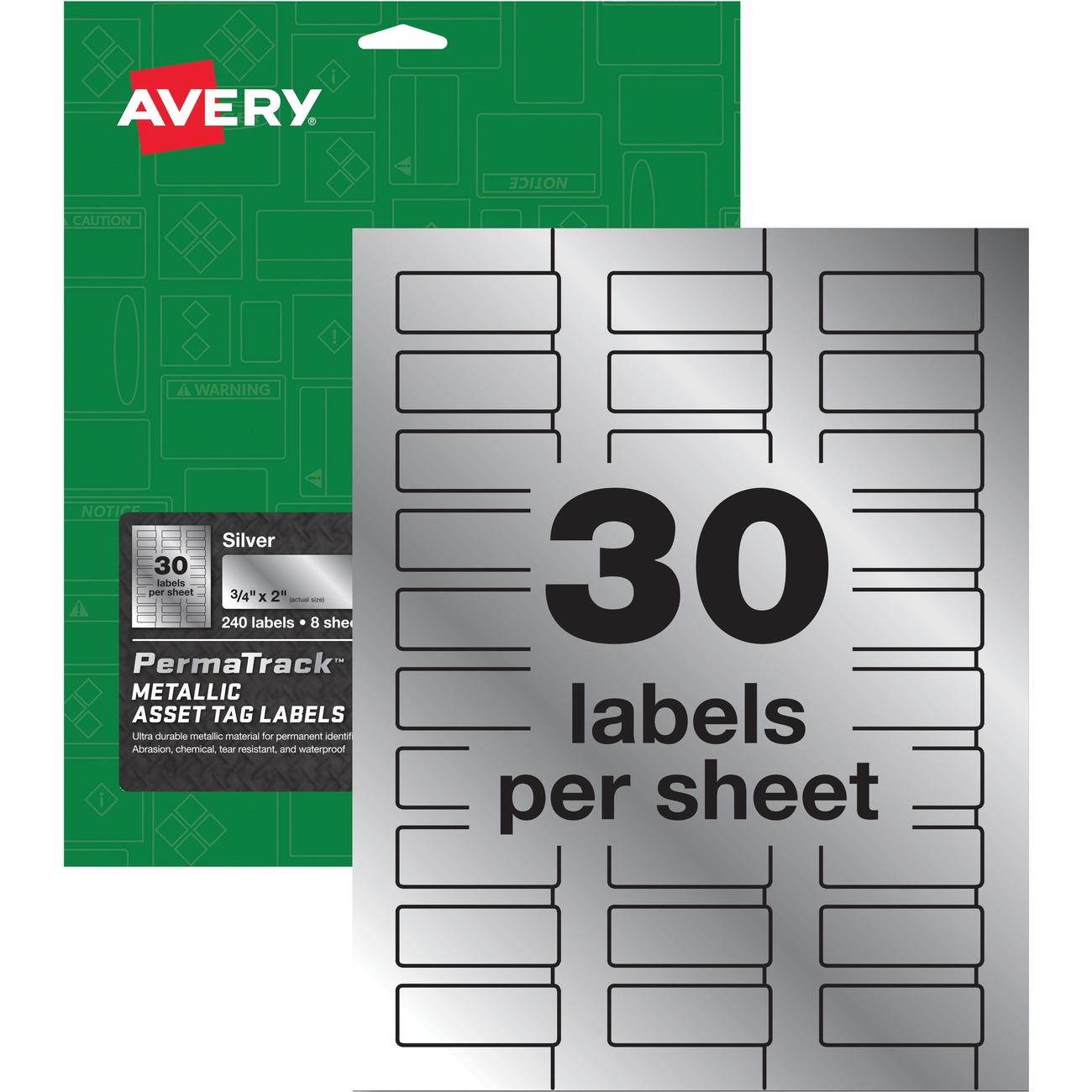 Avery&reg; PermaTrack Metallic Silver Asset Tag Labels
