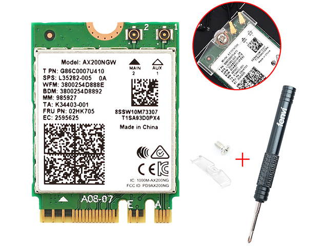 2400Mbps WiFi 6 M.2 Key E For Intel AX200 Dual Band Wireless Adapter, AX200NGW Bluetooth 5.0 Wi-Fi Network Card, 2.4Ghz/5Ghz, 802.11ac/ax, Support MU-MIMO, OFDMA, Support Windows 10 For Laptop Desktop