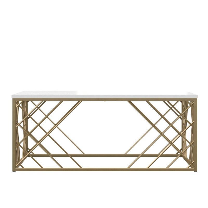 Bradshaw Modern Rectangular Coffee Table White/Gold - CosmoLiving by Cosmopolitan
