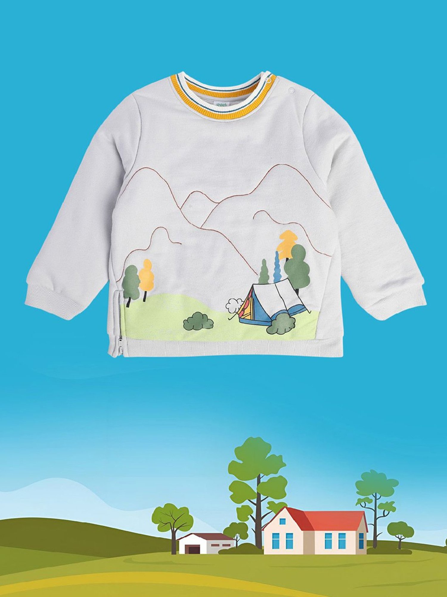 MINIKLUB Kids Grey Embroidered Full Sleeves Sweatshirt