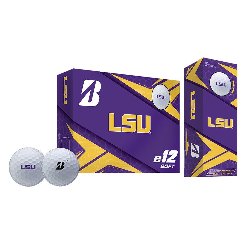 Bridgestone Golf 9CWYNCALS Driver Long Range Distance High Speed Louisiana State Tigers e12 Soft Golf Balls Set, 6 Pack