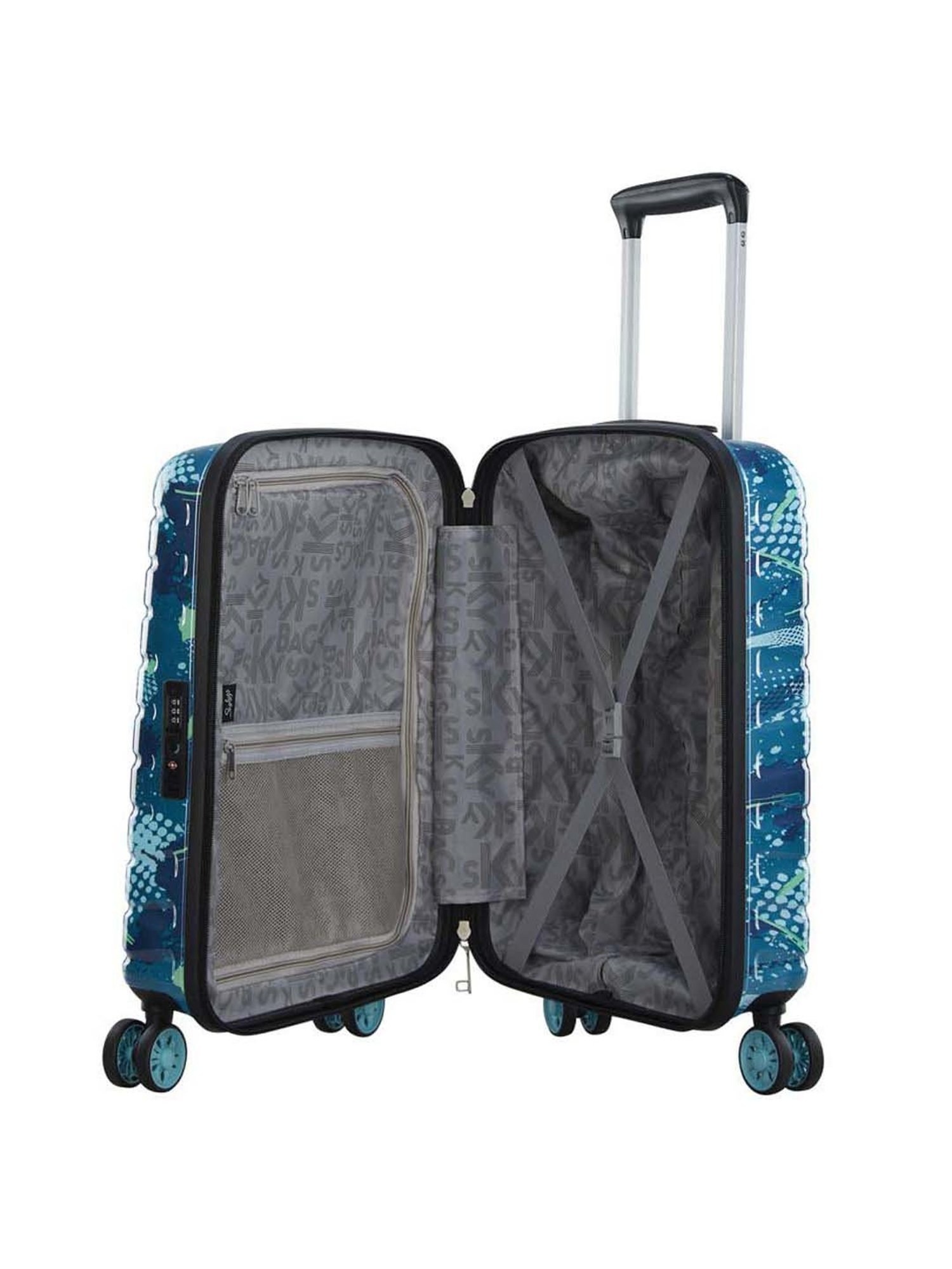 Skybags Camoflex Blue & Green Printed Hard Cabin Trolley Bag - 39 cm
