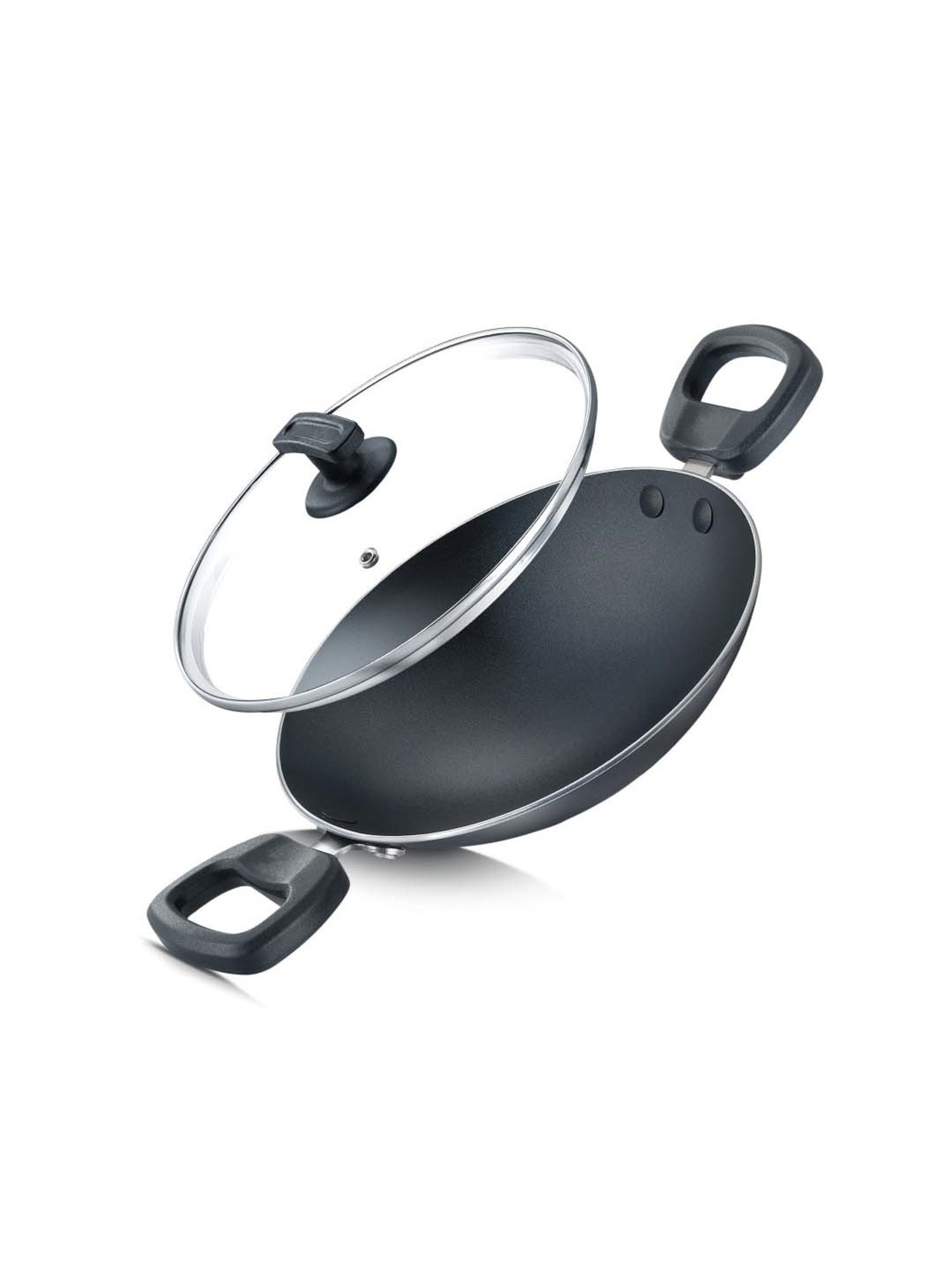 JUDGE Everyday Black Aluminium 20 cm Deep Appachatty With Lid (0.8 L)