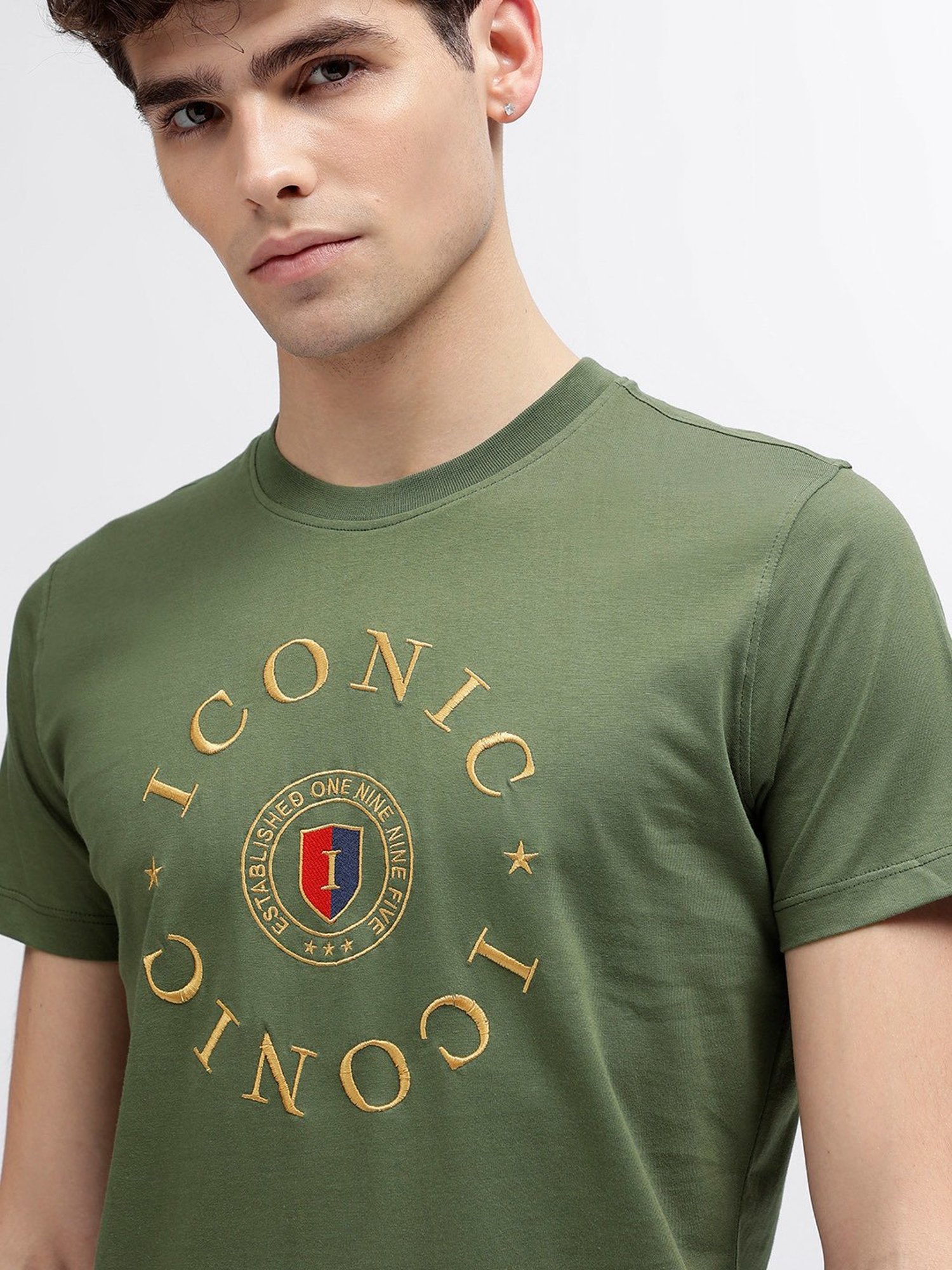 Iconic Men Typography Regular Fit Cotton T-shirt