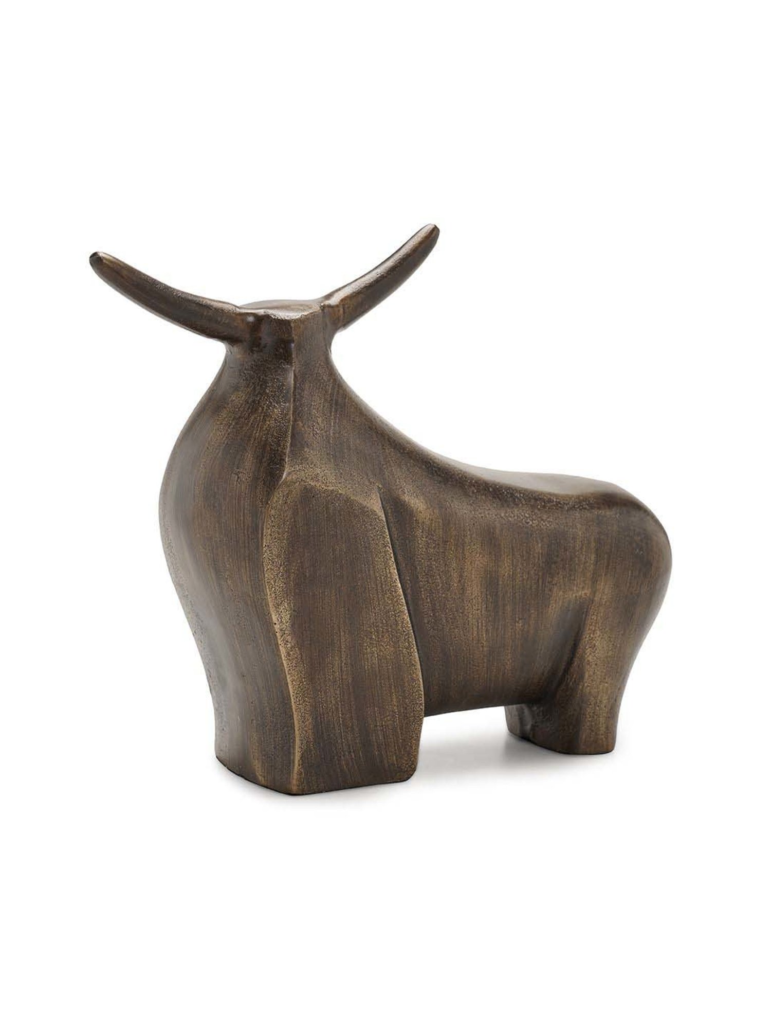 Pure Home and Living Brown Aluminium Antique Bull Figurine