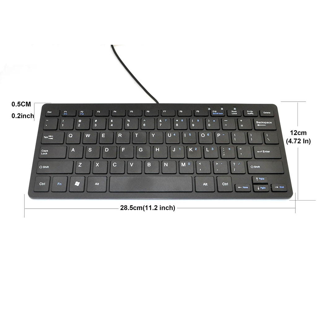 iKKEGOL Mini USB Slim Wired 78 Key Small Compact Keyboard for Desktop Laptop PC Win 7 - Black