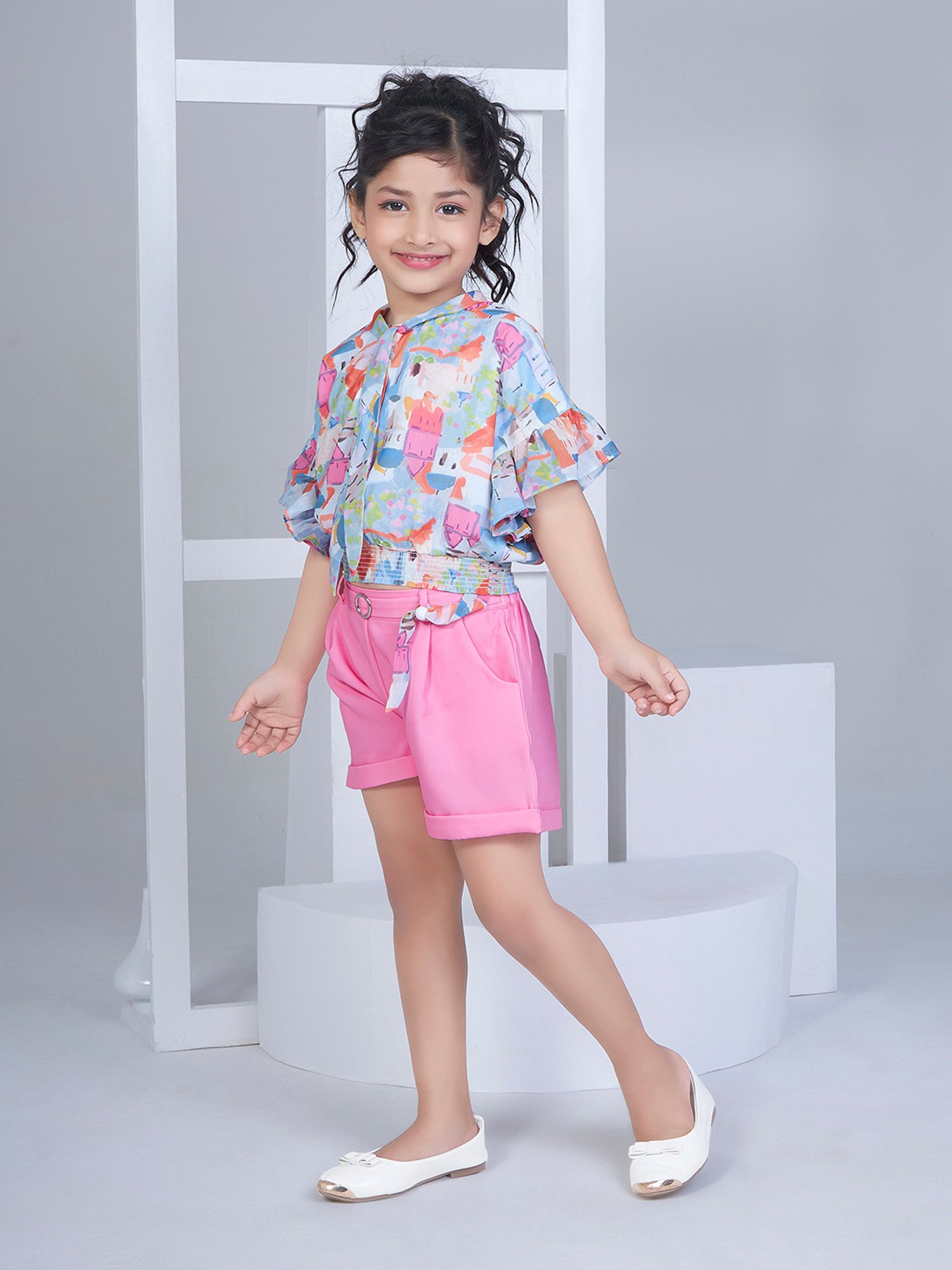Peppermint Kids Multicolor Printed Top with Shorts