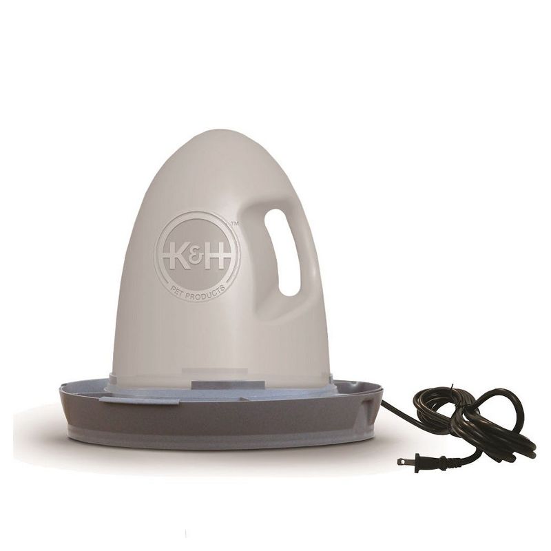 K&H Pet Products 2061 Thermo Heated Poultry Waterer with No Roost Top, Filtered Water Tray, Spill Proof Cap for Chickens & Birds, 2.5 Gallon Capacity