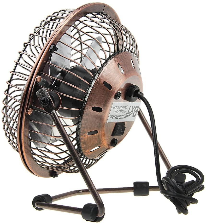 BXT Greenery 360 Degree Quietness Metal Desktop Laptop PC USB Plug Charger Mini Desk Cool Fan (6'' Pink)