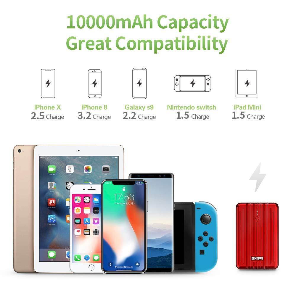 Zendure A3 PD 10,000 mAh Crush-Proof Portable Charger (Red)