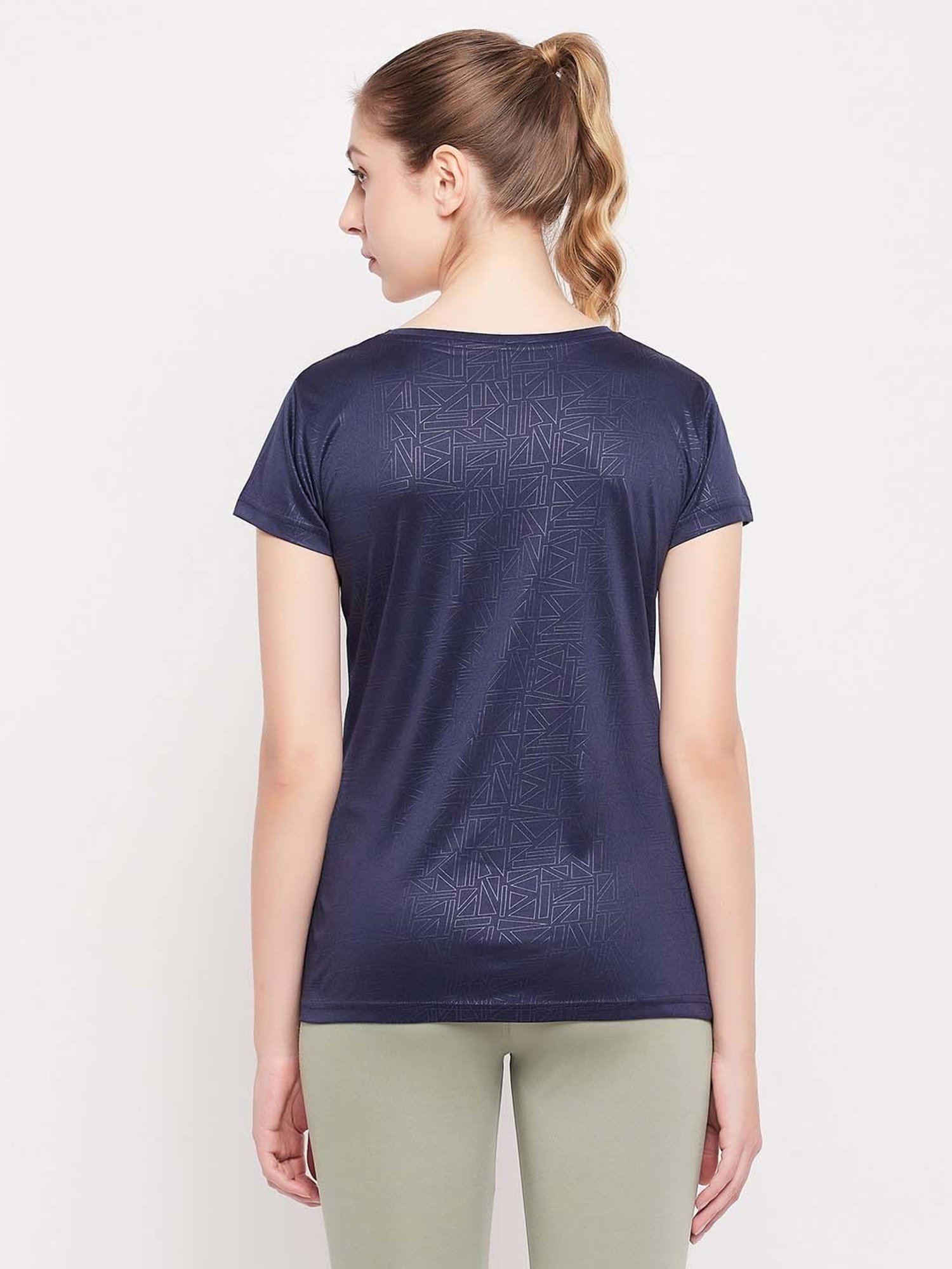 Clovia Blue Printed Sports T-Shirt