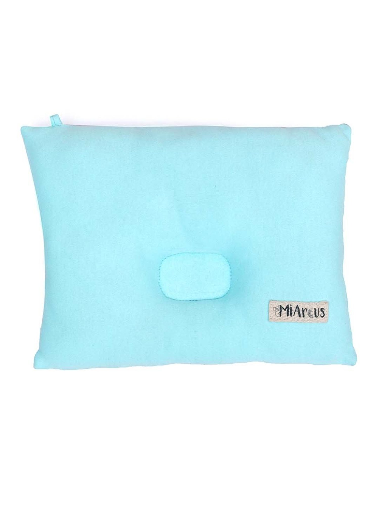 MiArcus Blue & White Cotton 230 GSM Pillow (0-12 Month) - Set of 1