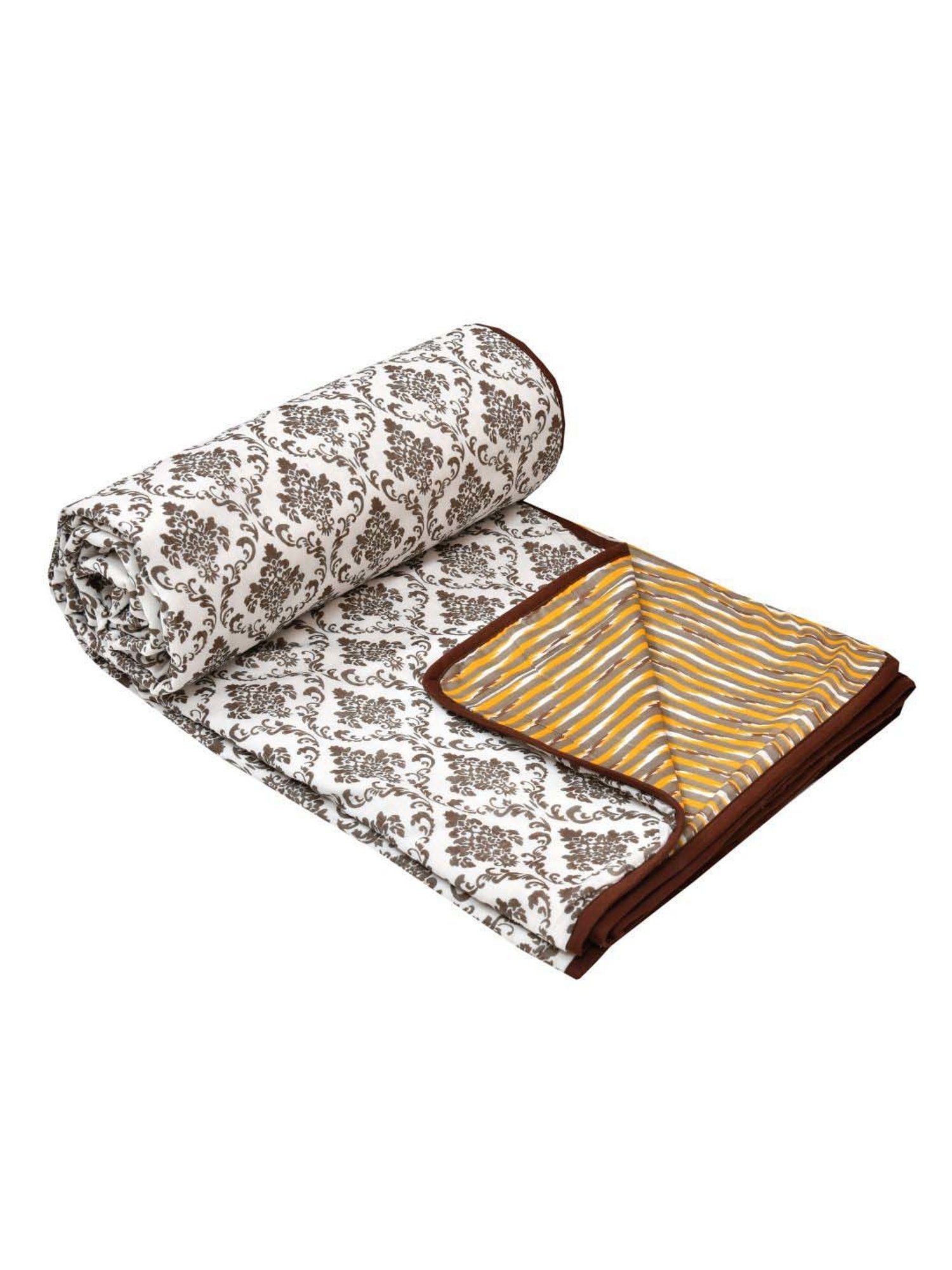 JaipurFabric Brownish Mulmul Cotton 150 GSM Reversible Ac Dohar