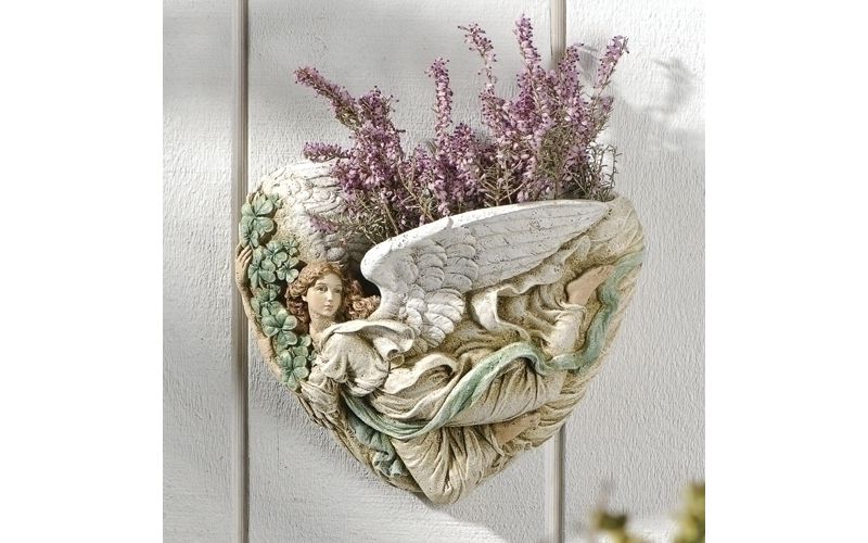 Roman 9" White and Green Luck of The Irish Angel with Shamrock Design Flower Wall Planter