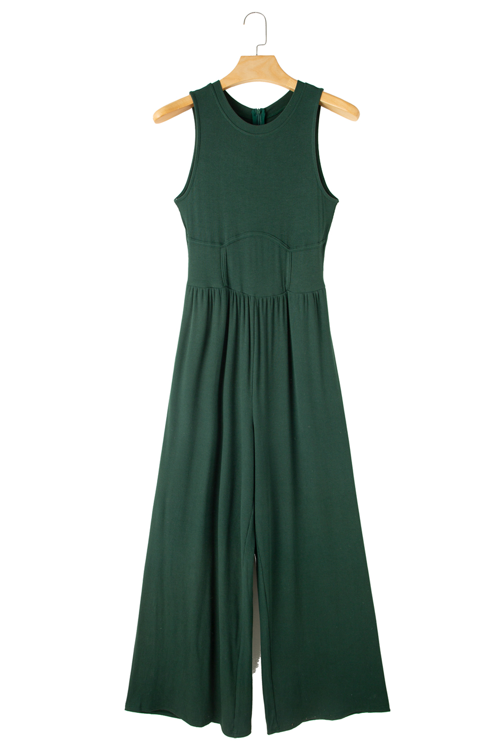 Blackish Green Sleeveless High Waist Wide Leg Jumpsuit