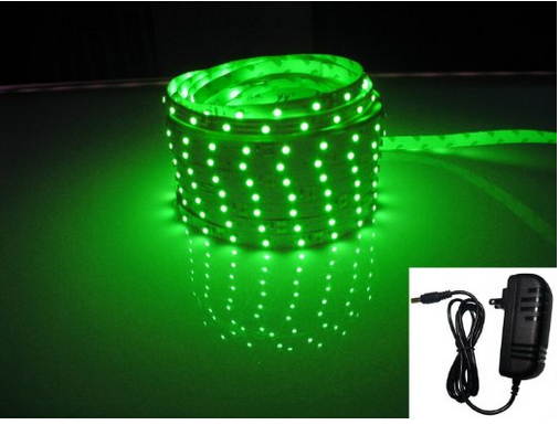 LED2020 Waterproof Green LED Flexible Light Strip, 2A@12VDC, 24Watt, 300 SMD 3528 LEDs, 16.4 Ft, Wire Jumper Included
