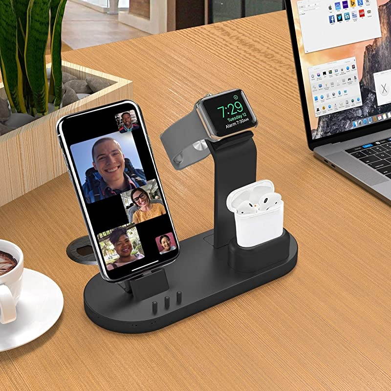 3 in 1 Charging Stand Compatible with iWatch Series 54321 AirPods and iPhone XsX MaxXRX88Plus77 Plus 6S 6S PlusOriginal Charger amp Cables Required Black