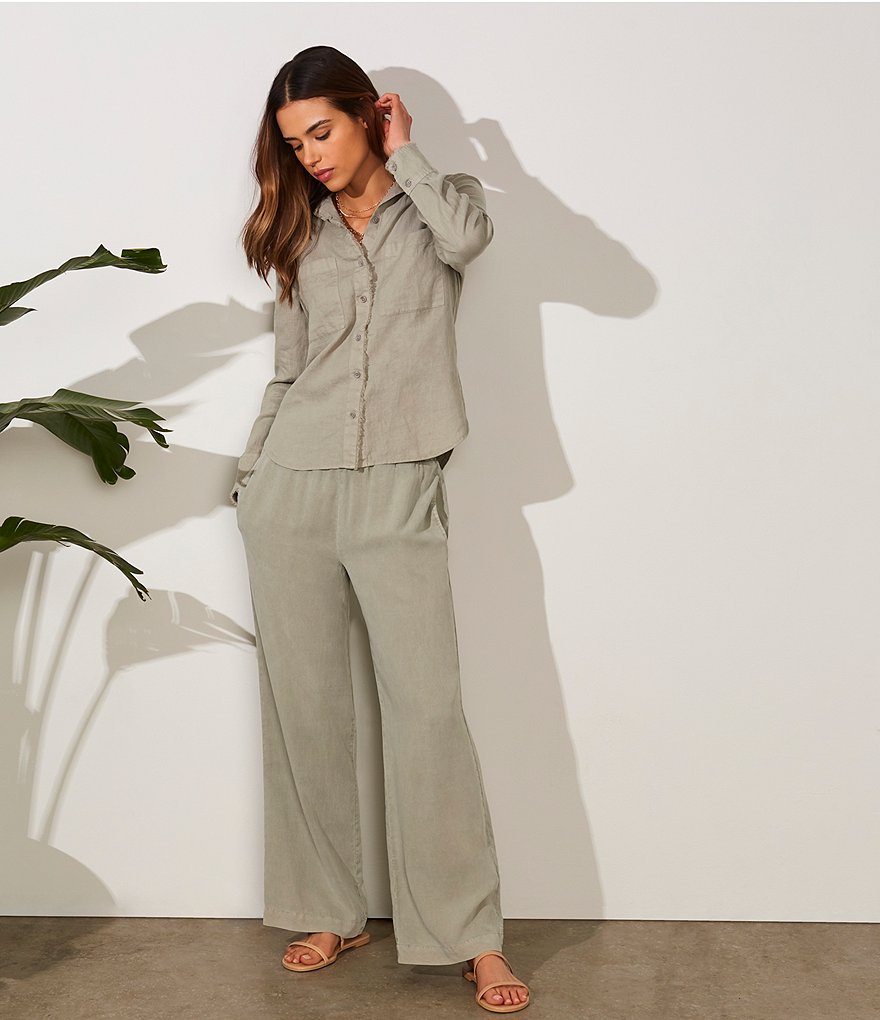 Cloth & Stone Smocked Waist Wide Leg Coordinating Pull-On Pants