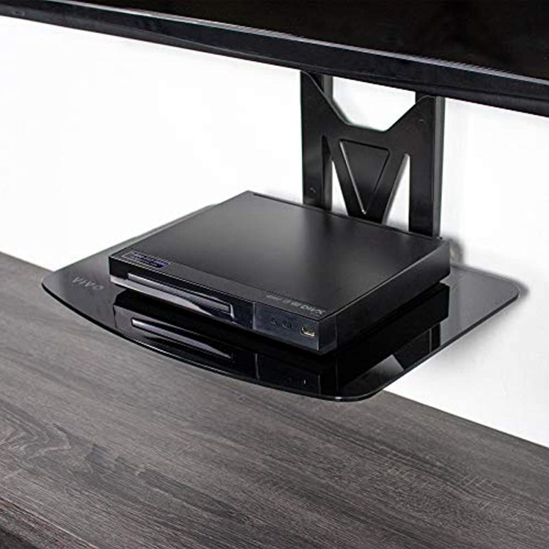 VIVO Black 32" to 55" Flat Screen TV Wall Mount | Fixed Tilt & Entertainment Shelf Floating AV, DVD Shelves (MOUNT-VW11)