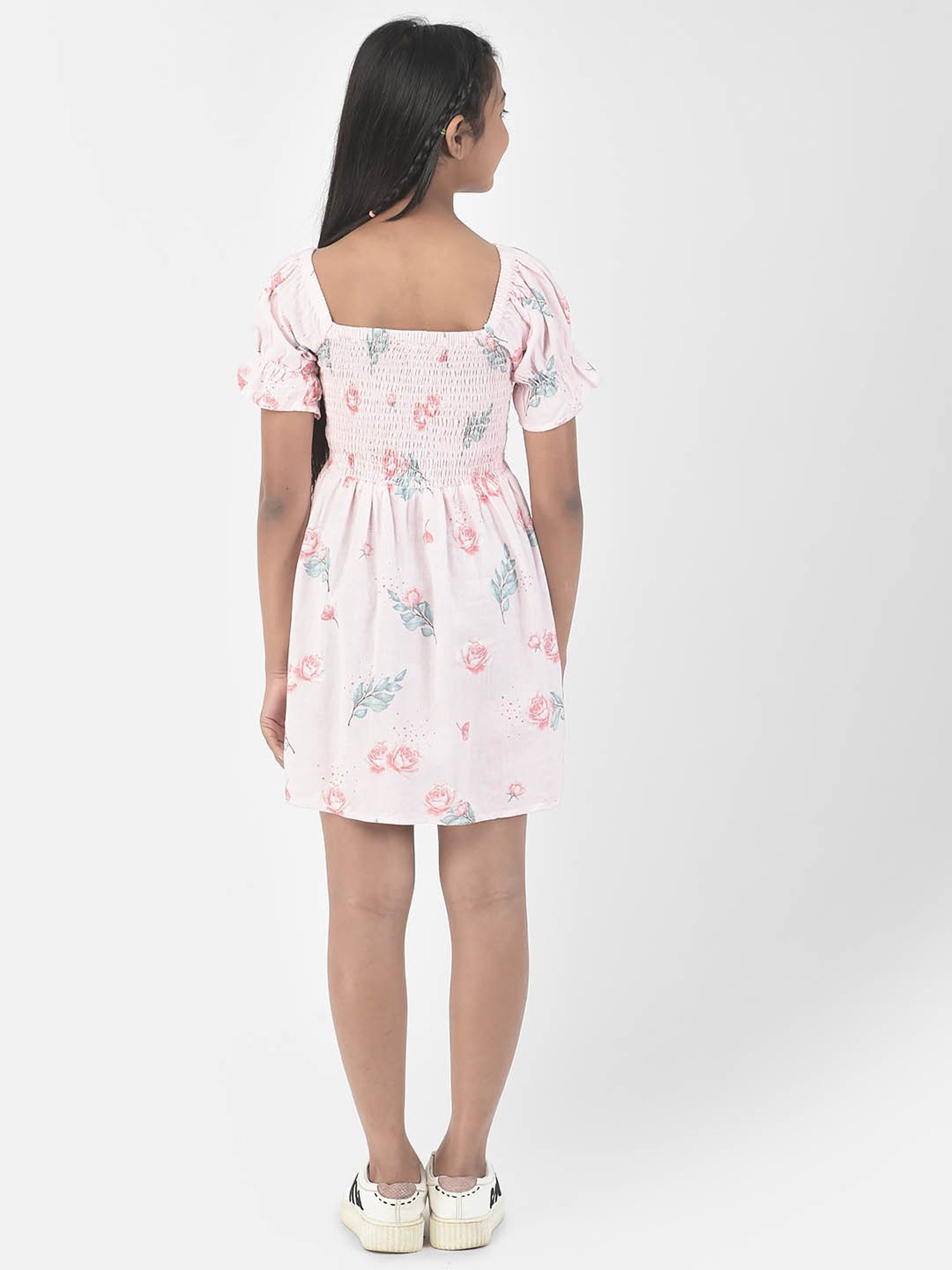 Crimsoune Club Kids Light Pink Floral Print Dress