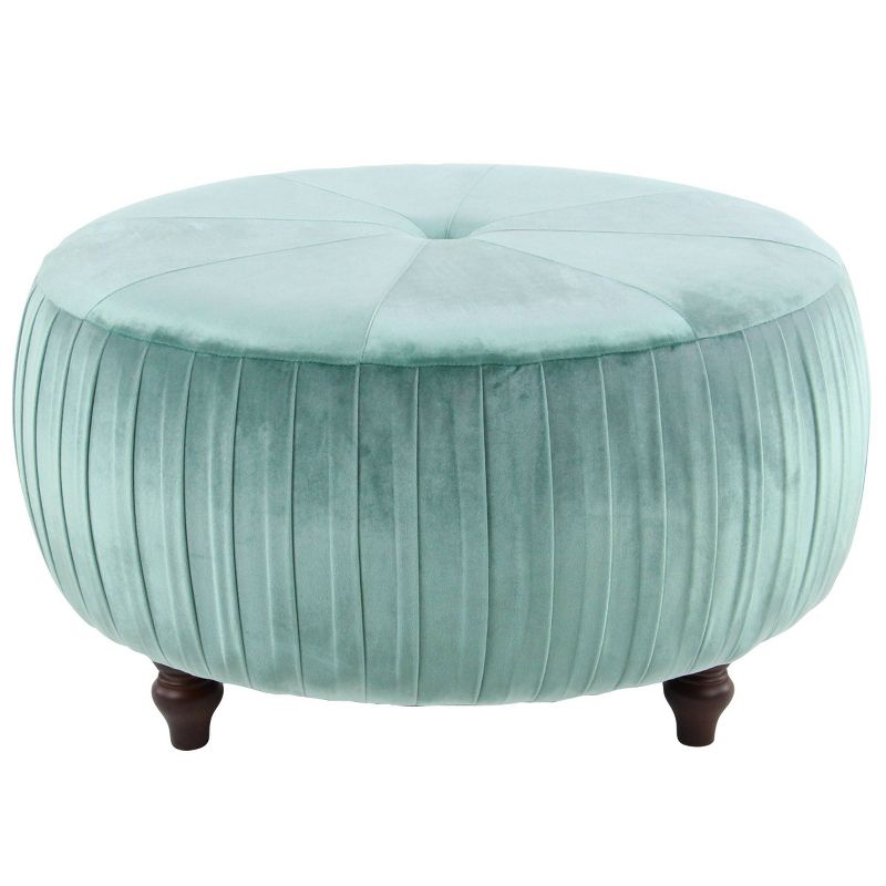 Large Round Velvet Pouf Ottoman Blue - Olivia & May