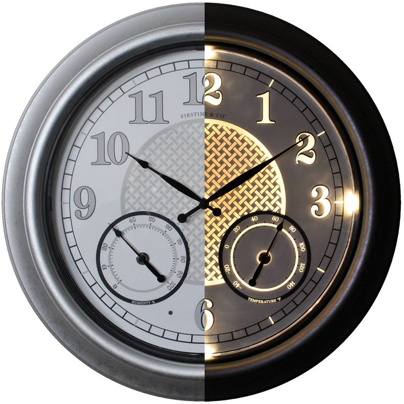 18" First Time Rediant LED Outdoor Wall Clock Charcoal