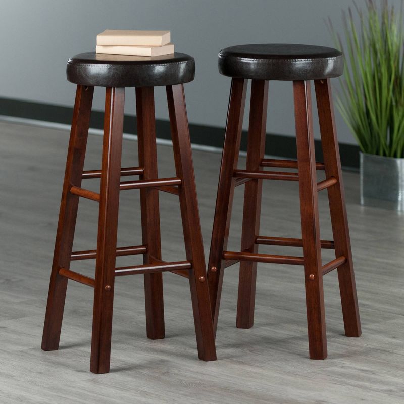 29" 2pc Maria Cushioned Barstools Walnut/Espresso - Winsome