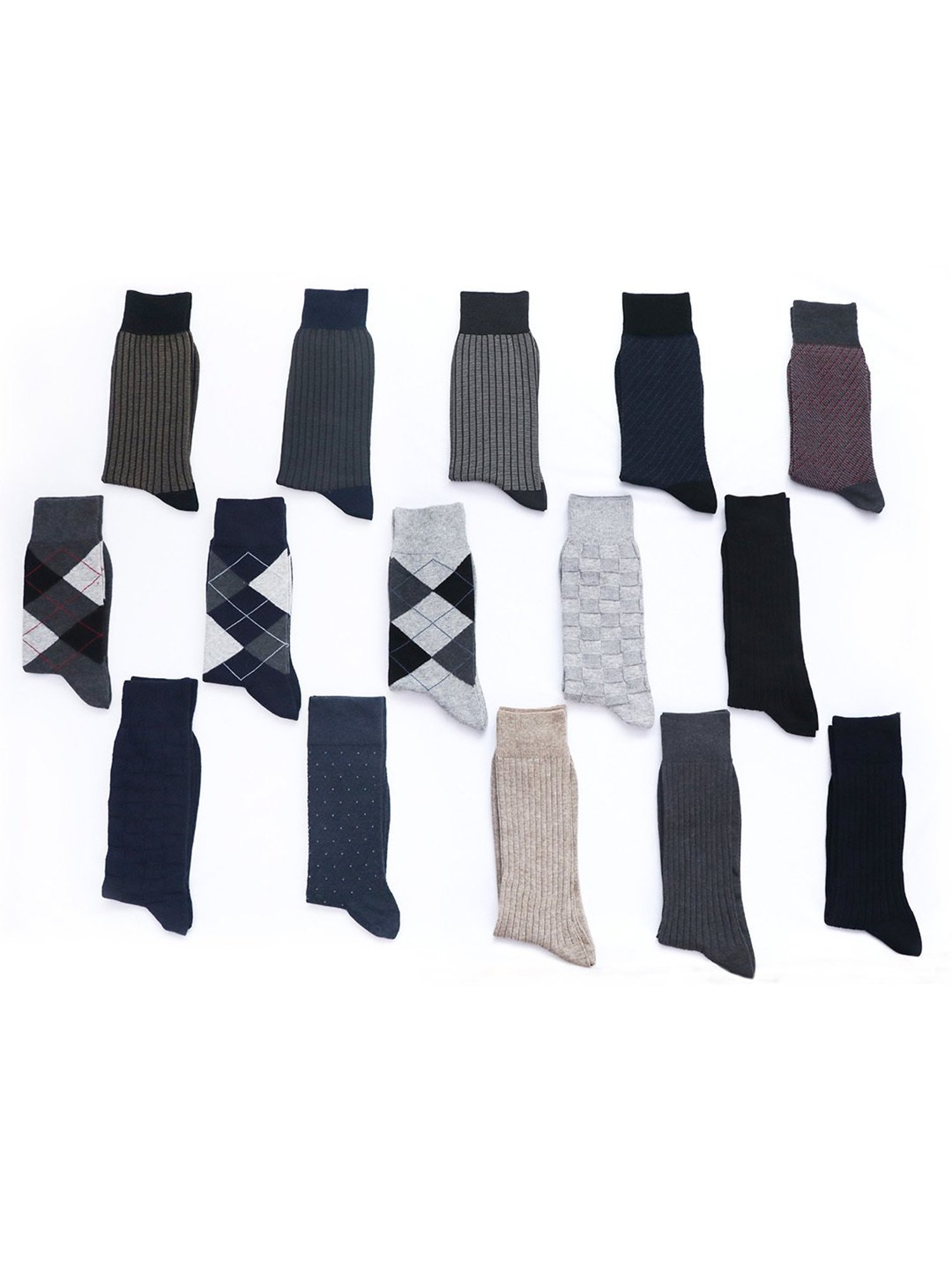 BALENZIA Multicolor Self Design Crew And Ankle Length Socks - Pack of 15