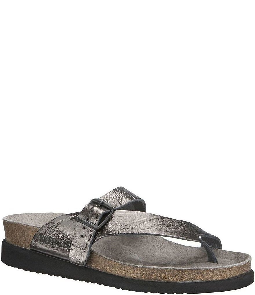 Mephisto Helen Metallic Leather Water-Repellent Slip-On Sandals