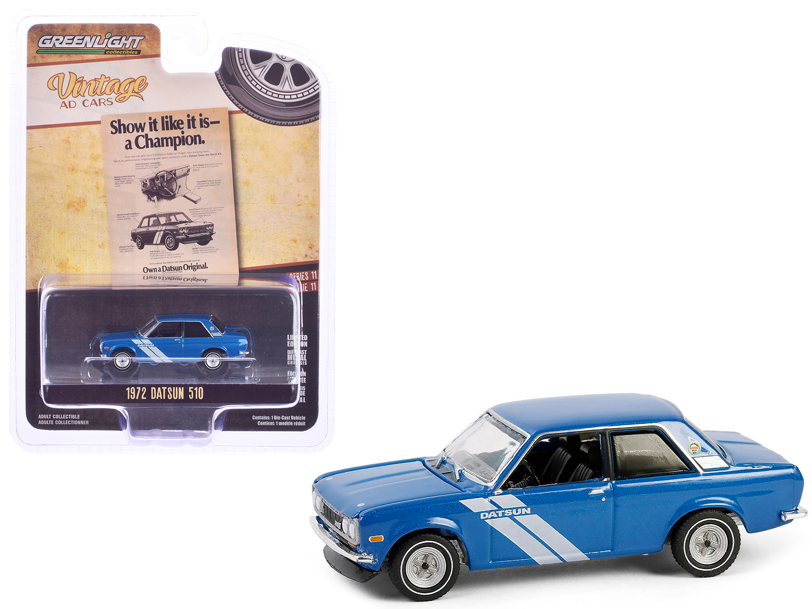 1972 Datsun 240Z Purple with Dark Gray Hood 1/64 Diecast Model Car by Muscle Machines