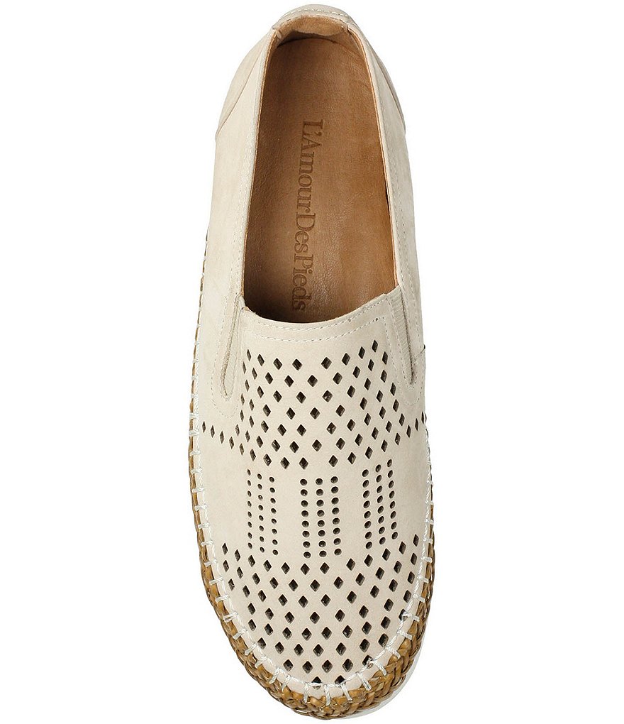L'Amour Des Pieds Perforated Suede Stazzema Flatform Slip-Ons