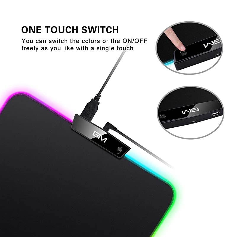 RGB LED Gaming Mouse Pad LED Mouse Pad Mad with 15 Lighting Modes NonSlip Rubber Base USB Computer Mousepad for GamerOffice and Home138 x 98 x 02 Inch