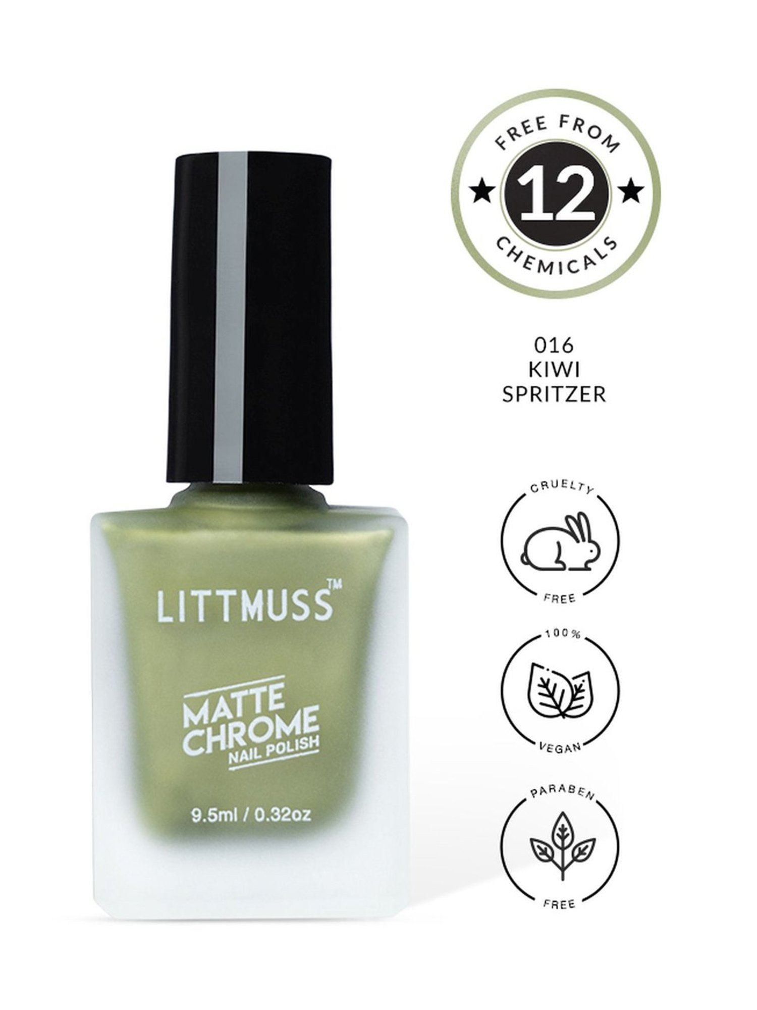 Littmuss Matte Chrome Nail Polish Kiwi Spritzer 016 - 9.5 ml