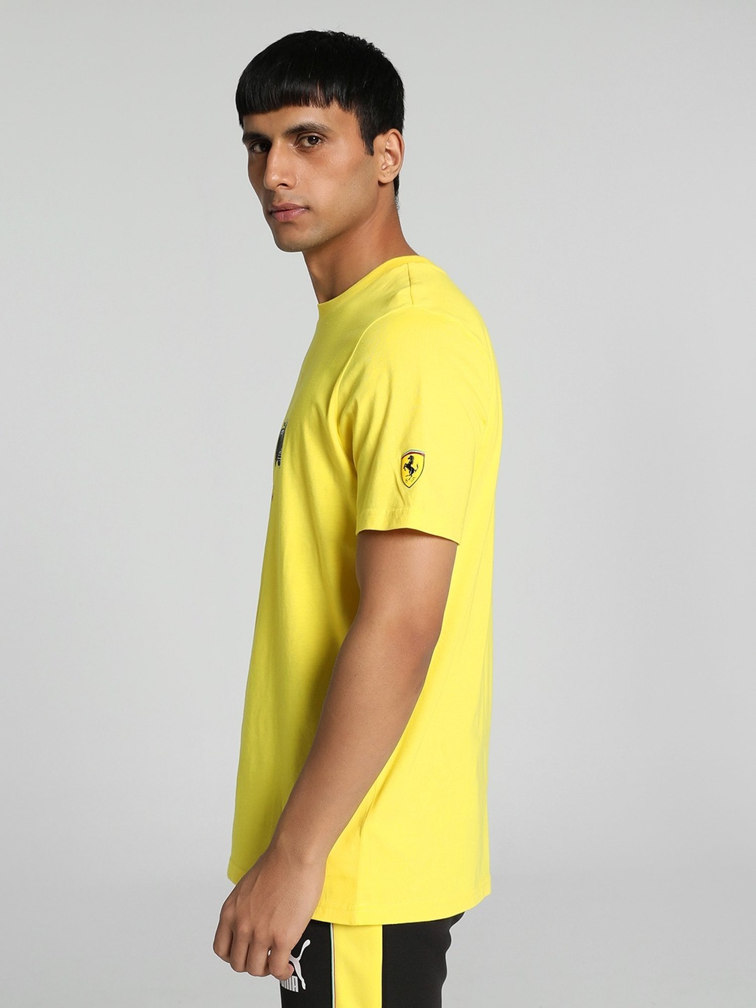 Puma Scuderia Ferrari Motorsport Speed Yellow Cotton Regular Fit Printed Sports T-Shirt