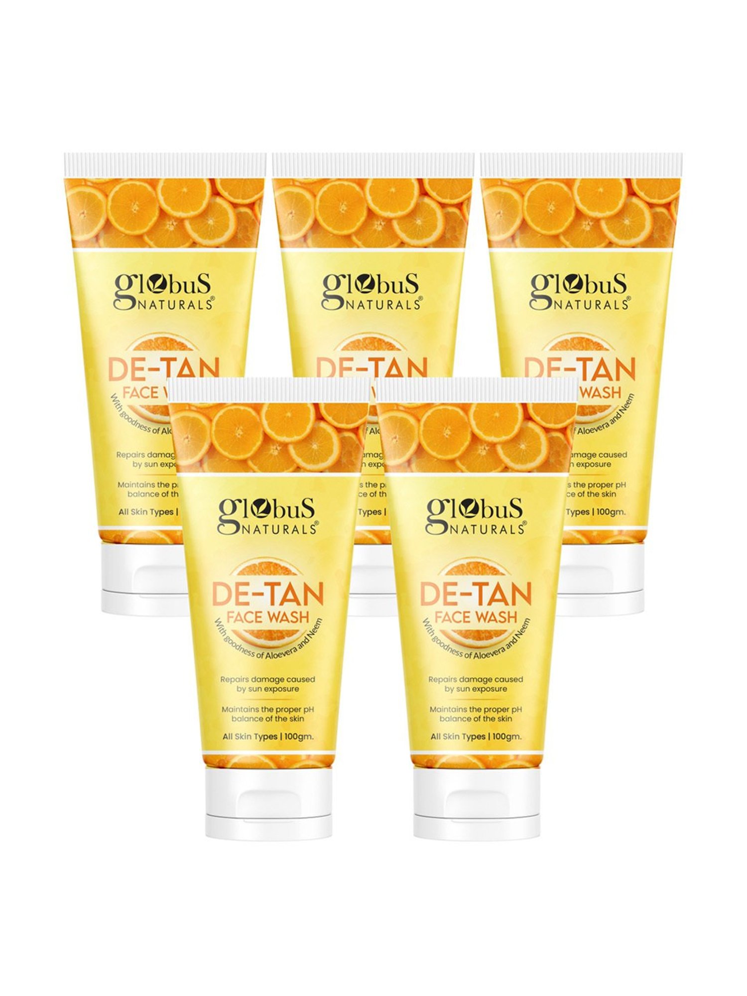 Globus Naturals De-Tan Face Wash - Pack of 5
