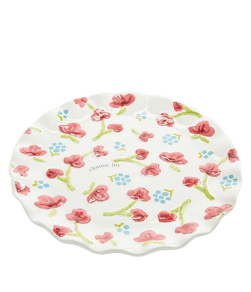 Mud Pie Floral Scalloped 13#double; Round Platter