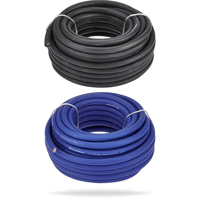 10 Gauge 25ft Blue and 25ft Black PowerGround Wire True Spec and Soft Touch Cable